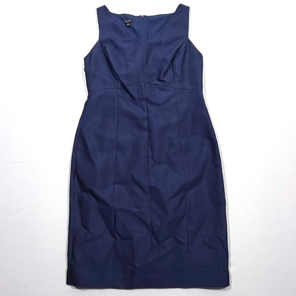 Talbots Sheath Dress Silk Cotton Blend Sleeveless Navy Blue Womens 10